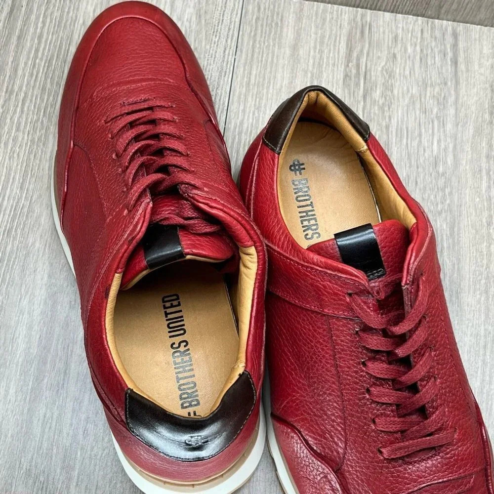 Brothers United Red Leather Sneakers - Picture 10 of 12